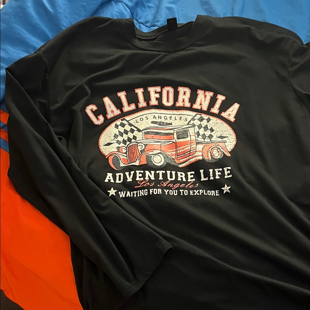 SHEIN Black California Adventure Long Sleeve Tee